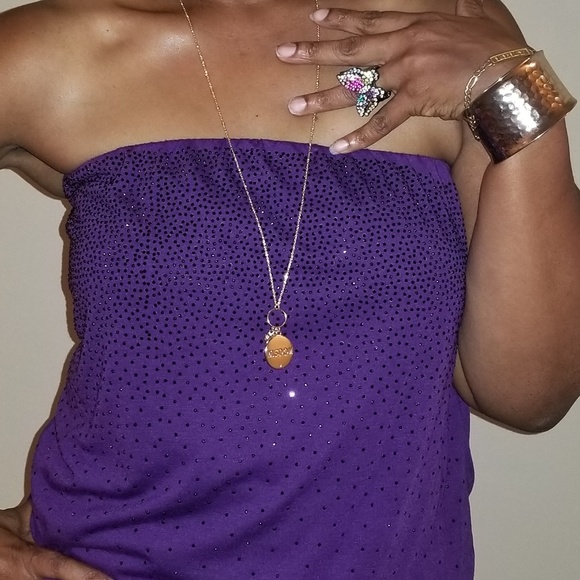 NWT Lane Bryant Purple Sequin Tube Top - Picture 3 of 5